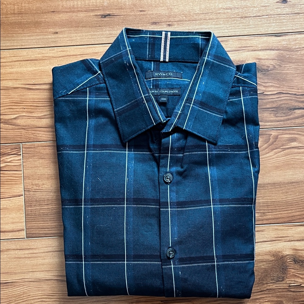 RW&CO. Men's Blue and Yellow Plaid Shirt
